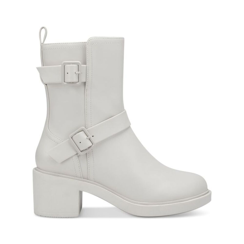 ALFANI Womens White Buckle Accent Chantal Round Toe Block Heel Heeled Boots 7 M - Picture 3 of 4